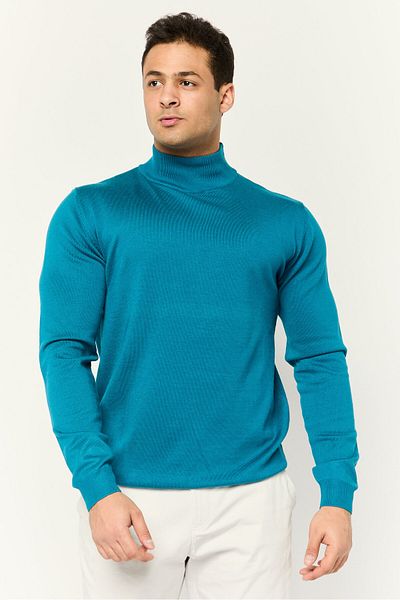 Sorbino Men Mock Neck Long Sleeve Knitted Sweater, Dark Teal