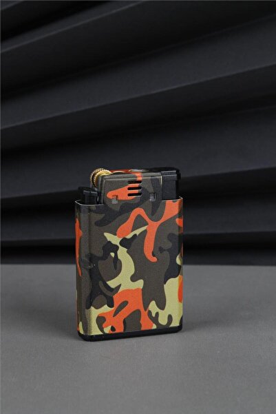 Silvio Monetti Çift Alevli Kamuflaj Desen Pürmüz ve Normal Ateş Turuncu Gazlı Çakmak - 25CAK131M15