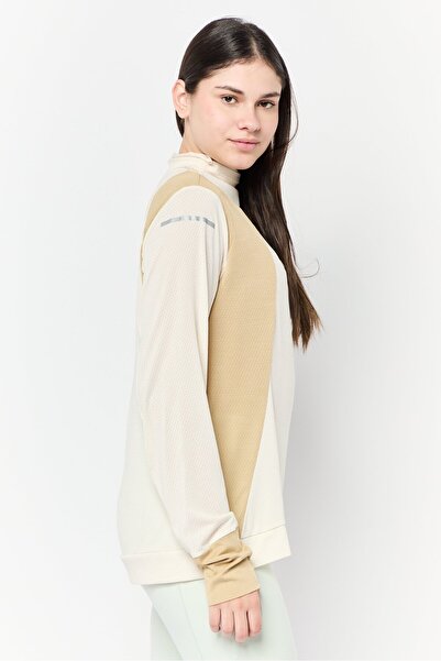 adidas Women Sportswear Fit Long Sleeve Running Top, Beige