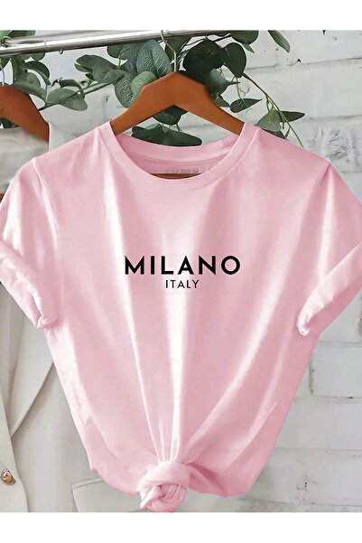 MEİLİFENG Tricou oversize cu imprimeu Milano roz de damă