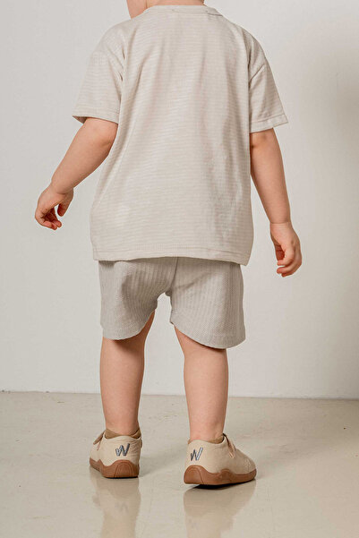 bombe Baby Kids Crew Neck Half Button Shorts Cotton Comfortable 2-Piece Set