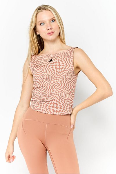 adidas Women Sportswear Fit Sleeveless Yoga Tank Top, Tan/Brown