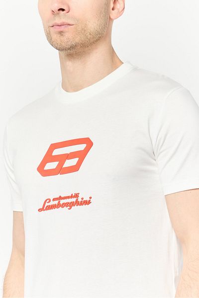 Lamborghini Men Sportswear Fit Short Sleeve Outdoor T-shirt, White