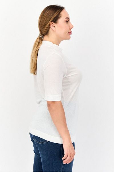 Esprit Women Mock Neck Short Sleeve T-shirt, Off White