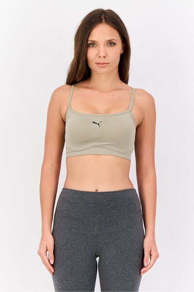 Puma حمالة صدر رياضية مبطنة متينة للنساء، لون أخضر فاتح