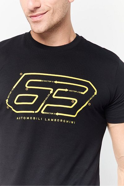 Lamborghini Men Crew Neck Short Sleeves Graphic Print T-Shirt, Black