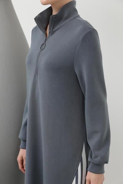 Loreen Women's Tiktak Detailed Zippered Dress - 20600Elb - Anthracite