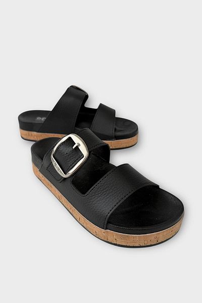 Liger Women's Stylish Oiled Slippers - Thick Sole Buckle Comfortable Home Holiday Slippers Black