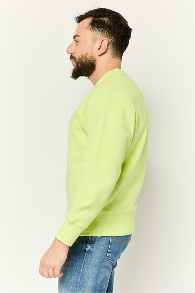 Esprit Men Crew Neck Graphic Printed Long Sleeve Sweatshirt, Lime Green