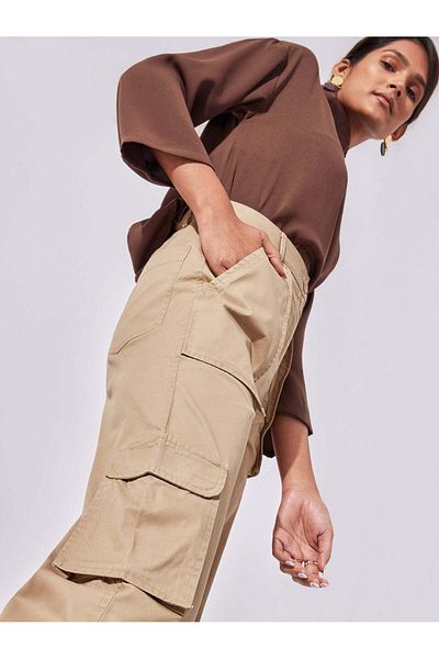The Label Life Khaki Patch Pocket Cargo Pants