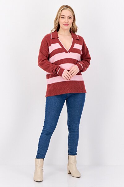 Esprit Women V Neck Knitted Sweater, Multicolour