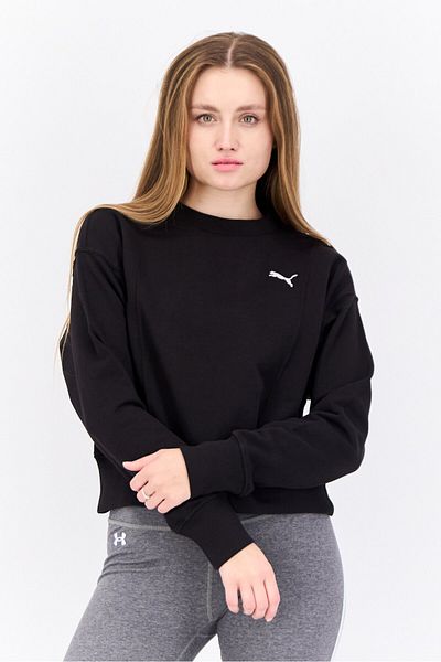 Puma Women Relaxed Fit Long Sleeves Training Sweatshirt, Black