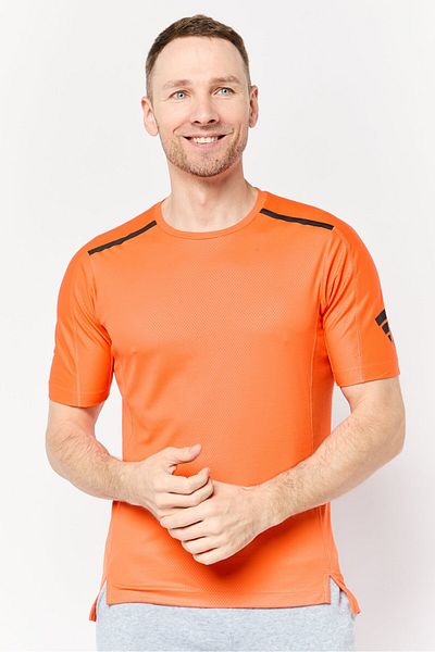 adidas Men Sportswear Fit Short Sleeves Running T-Shirt, Orange