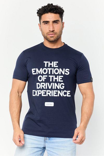 Lamborghini Men Crew Neck Short Sleeves Printed T-Shirt, Navy