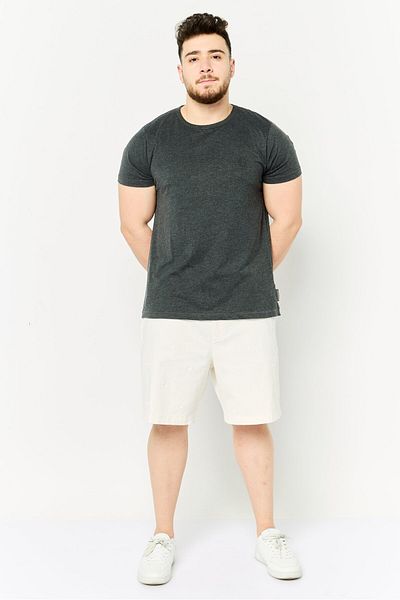 Perry Ellis Men Embroidered 9 Inseam Chino Shorts, White