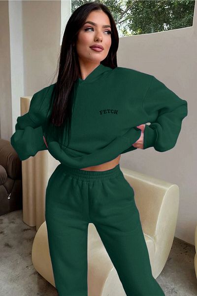 CLAYES Nefti Green Fetch Oversize Tracksuit Set - Printed and Hooded