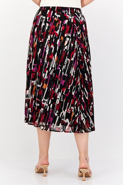 Esprit Women Abstract Print Midi Skirt, Multicolor