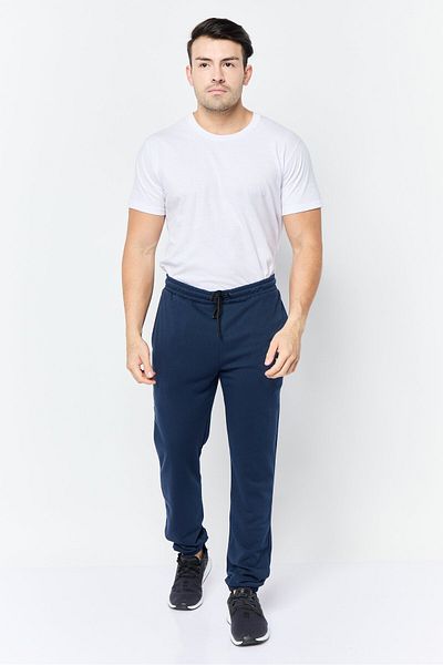 Tapout Men Regular Fit Drawstring Brand Logo Jogger Pants, Navy