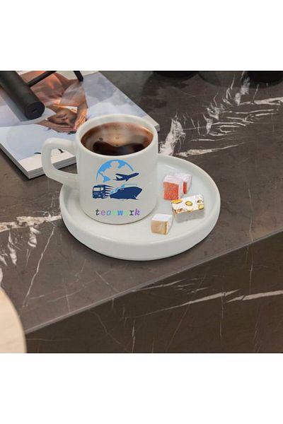 Hediye Vakti 6 Piece Turkish Coffee Cup and Six with Logo Special for Corporate Companies
