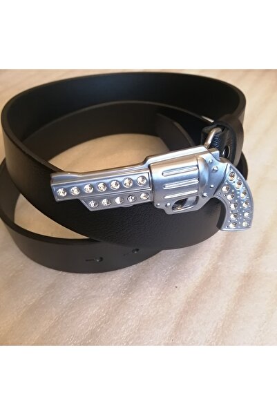 Butik Tülin Unisex Cowhide Coban Handle Black Strong Stone Kовбой Belt Made i...
