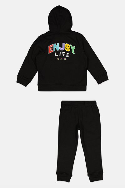Brooklyn Toddlers Boy 2 Pieces Graphic Print Hoodie And Jogger Pants Set, Black