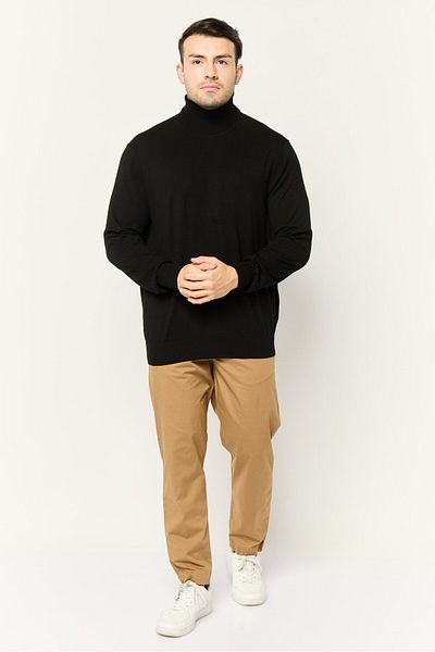 Perry Ellis Men Turtle Neck Plain Sweaters, Black