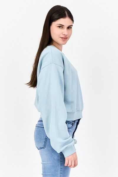 NIA Women Crew Neck Embroidered Long Sleeve Sweatshirt, Light Blue
