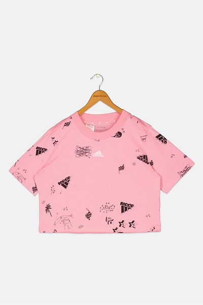 adidas Kids Girl Sportswear Fit Short Sleeve Outdoor Top, Pink