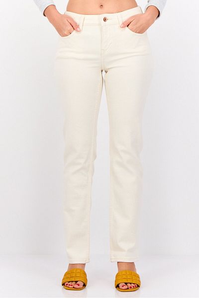 Esprit Women Straight Fit Solid Stretchable Jeans, Beige