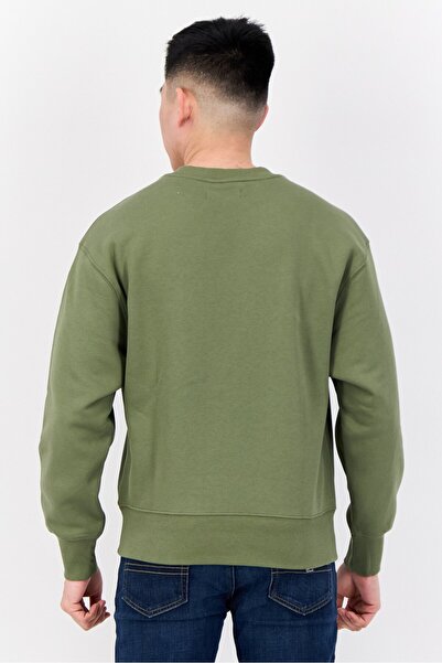 Esprit Men Crew Neck Long Sleeves Brand Logo Sweatshirts, Olive