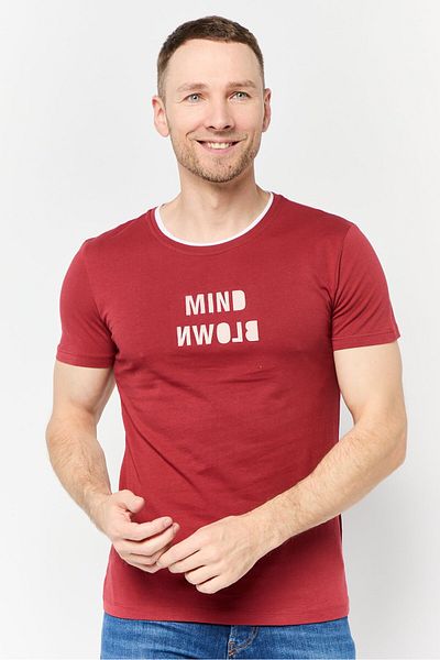 DeFacto Men Crew Neck Short Sleeve Graphic Print T-shirt, Maroon