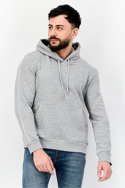 Blue Black Threads Men Heather Long Sleeves Hoodies, Grey