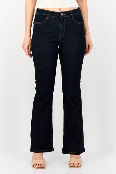 Esprit Women Regular Fit Mid Rise Straight Leg Stretchable Jeans, Navy
