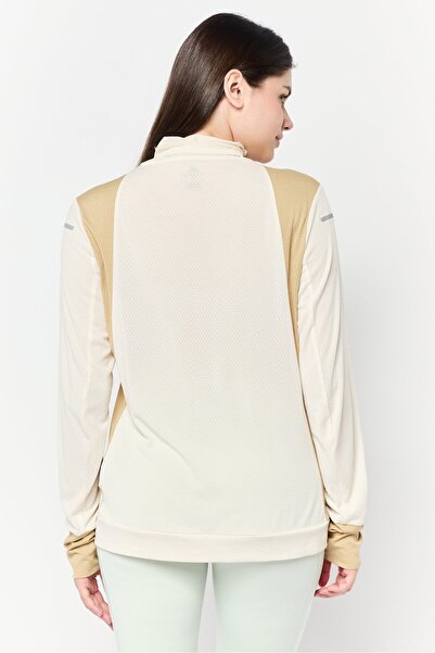adidas Women Sportswear Fit Long Sleeve Running Top, Beige