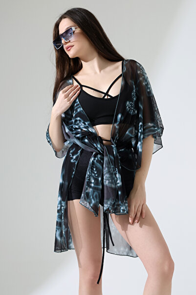 Esberin Front Lace Patterned Tulle Pareo