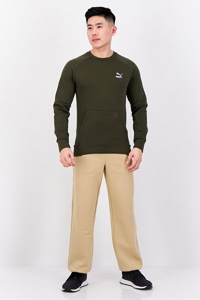 Puma Men Sportswear Fit Long Sleeves Outdoor Sweatshirt, Dark Green