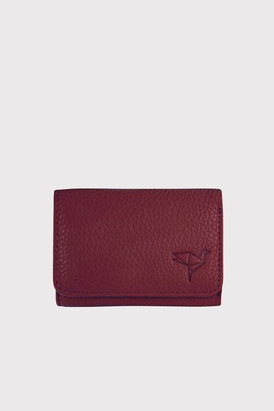 Garbalia Women's Burgundy Zeus Genuine Leather Mini Coin Compartment Wallet