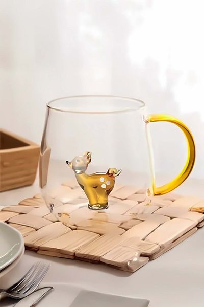 Jenisa Borosilicate Glass Gazelle Figured Mug 400 ml Glass
