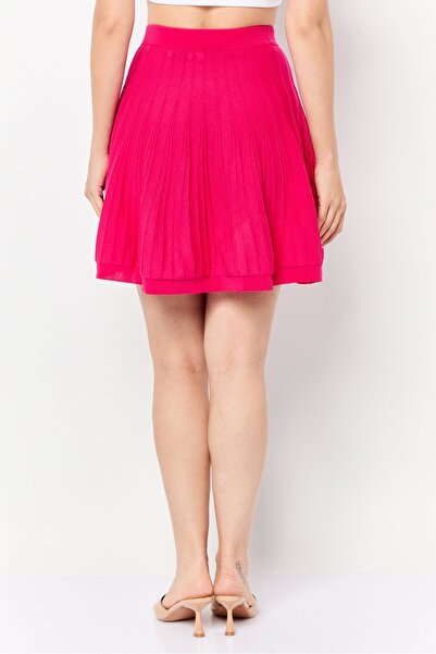 Esprit Women Seamless Pleated A-Line Mini Skirt, Dark Pink