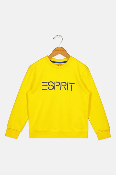 Esprit Kids Girl Crew Neck Long Sleeve Brand Logo Sweatshirt, Yellow