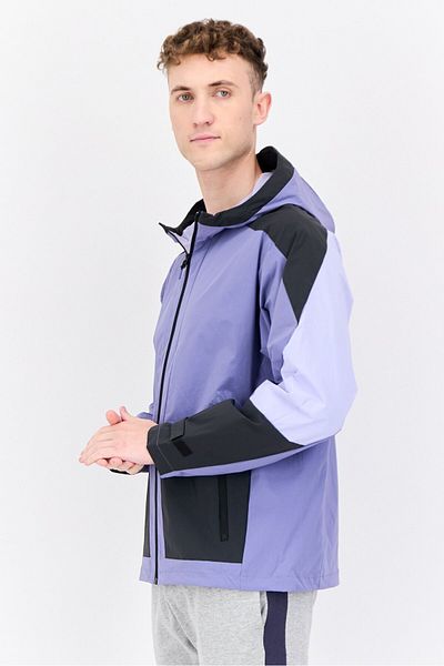 adidas Men Sportswear Fit Long Sleeve Outdoor Hooded Jacket, Lilac/Black