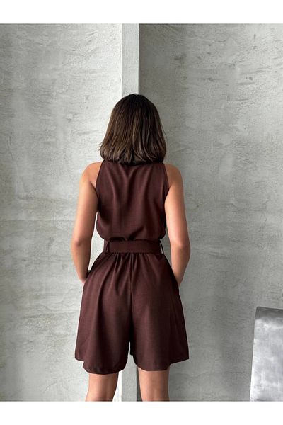 Merev Jumpsuit with Collar Shorts