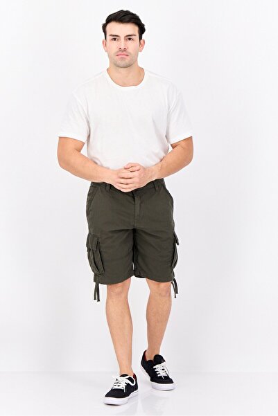 Threadbare Men Solid Cargo Shorts, Olive