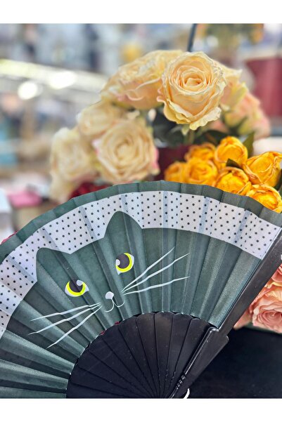 baytoptan Plastik Kedi Tasarımlı Yelpaze