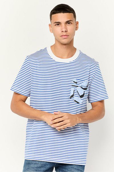 Esprit Men Round Neck Short Sleeves Stripe T-shirt, Multicolor