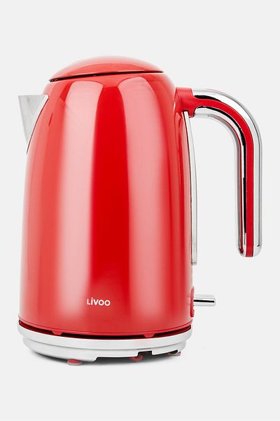 LİVOO غلاية ريترو سعة 1.7 لتر، لون أحمر