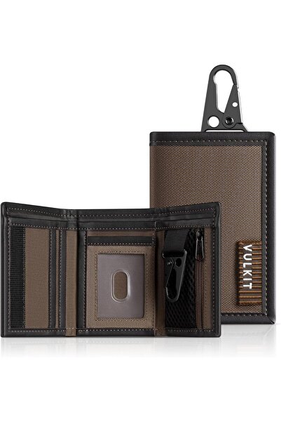 VULKIT Su Geçirmez Erkek Cüzdan. Üç Katlı Katlanabilir Deri. RFID Engelleme