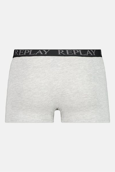 Replay Men 2 Pack Brand Logo Pull On Trunks, Black/grey