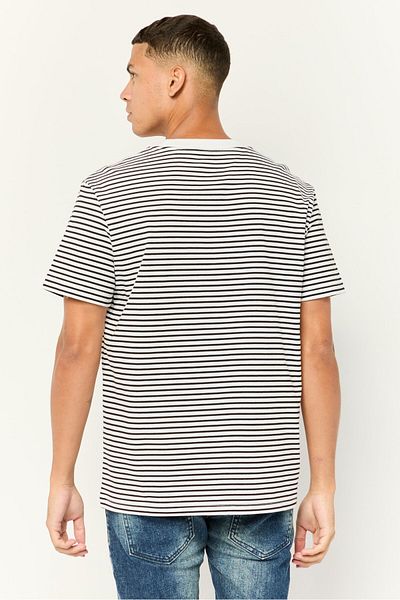 Esprit Men Round Neck Short Sleeves Stripe T-Shirt, Multicolor