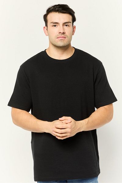 Threadbare Men Crew Neck Short Sleeves Textured T-shirt, Black